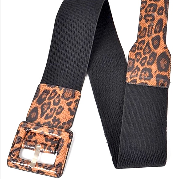 Leopard Animal Print Stretch Waist Statement Belt - Picture 3 of 4